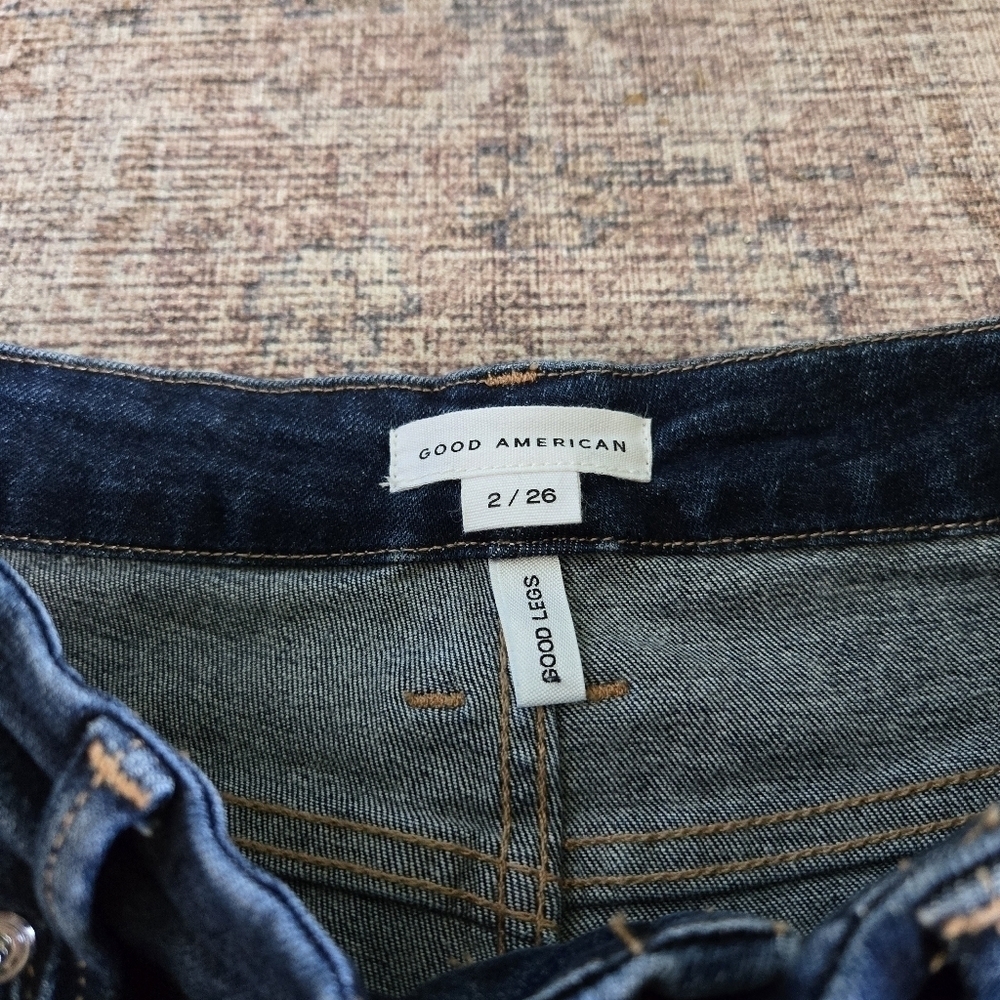 Good American Good Legs Chewed Hem Raw Denim High Rise Sculpting Skinny Jeans 2 - Picture 6 of 10